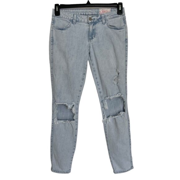 Sivvy SZ 26 Hannah Skinny Jeans Dare Devil Light Wash Distressed Low-Rise Pocket - Picture 1 of 9